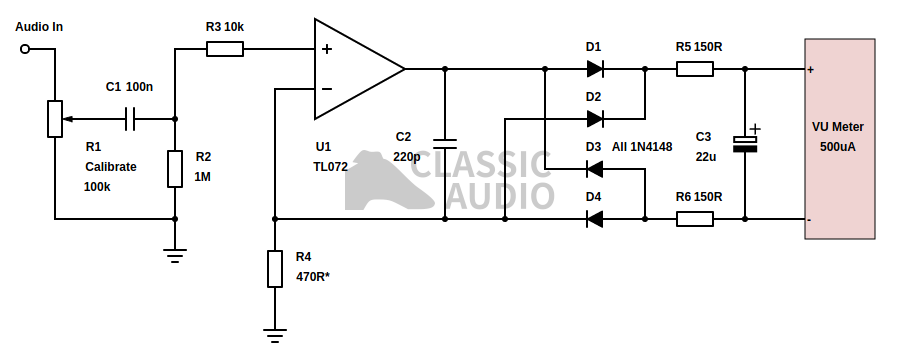 Improved VU meter driver circuit