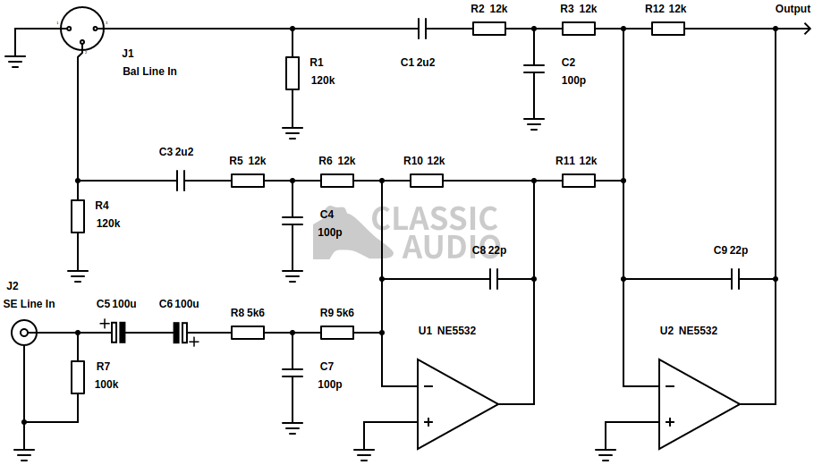 Shunt feedback balanced and unbalanced input circuit