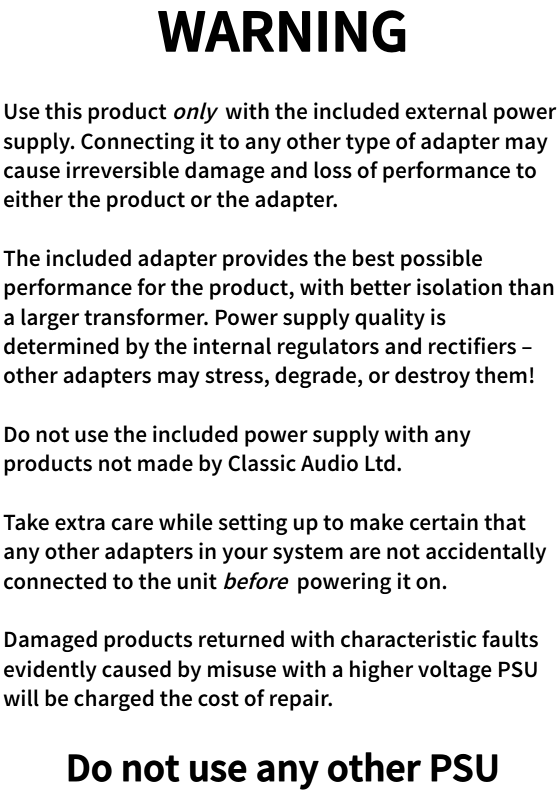 Power supply warning